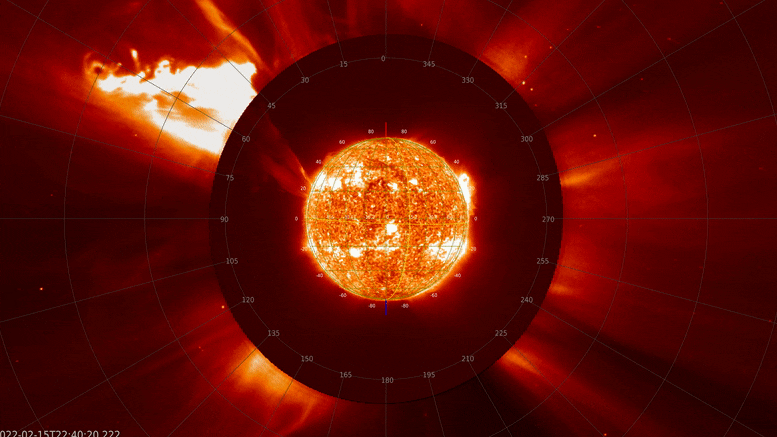 Éruption solaire géante en orbite solaire SOHO